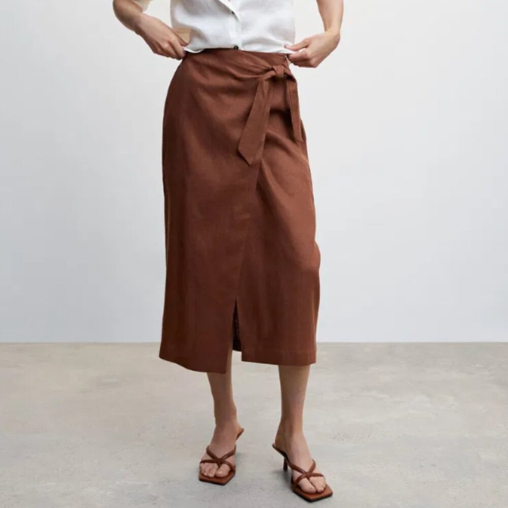 COS Navy Wrap Skirt with Tie, US 2